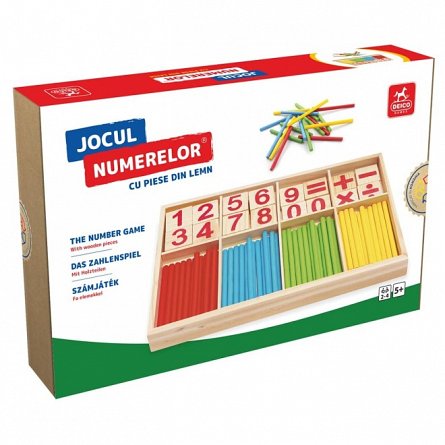 Jocul numerelor cu piese din lemn. 2-4 jucatori, 5 ani plus, Deico