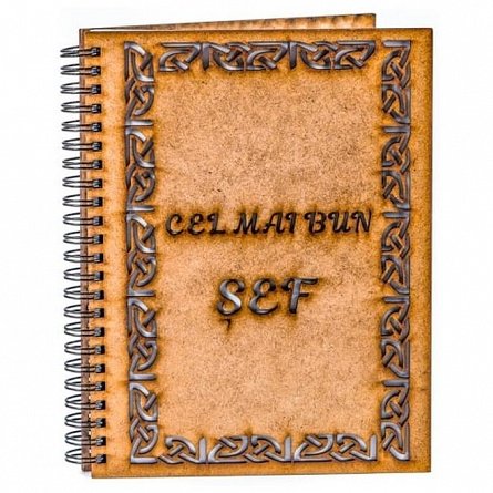 Agenda A5, personalizata din lemn - Cel mai bun sef!