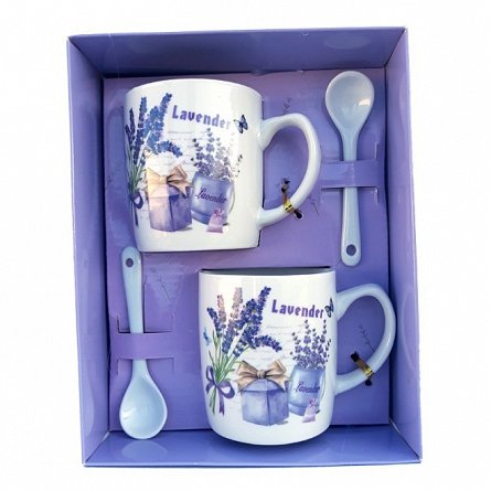 Set cani cu lingurite, Lavanda
