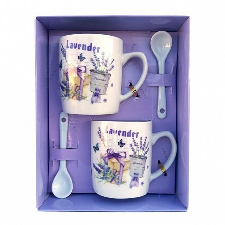 Set cani cu lingurite, Lavanda