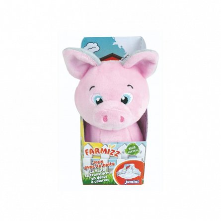 Jucarie Plus Jemini, In Cutie Pentru Colorat, 15cm - Purcel