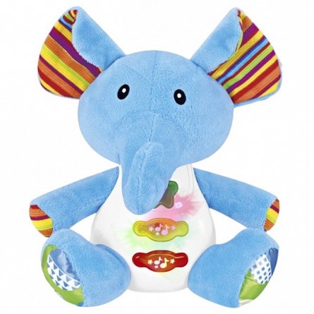 Jucarie interactiva bebe cu activitati si lumini, 15 cm - Elefant