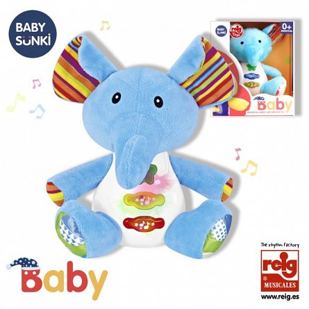 Jucarie interactiva bebe cu activitati si lumini, 15 cm - Elefant