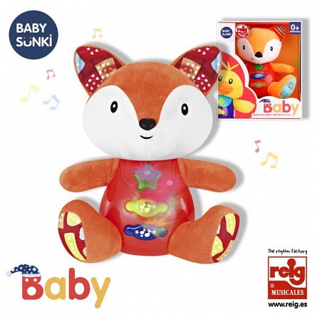 Jucarie interactiva bebe cu activitati si lumini, 15 cm - Vulpe