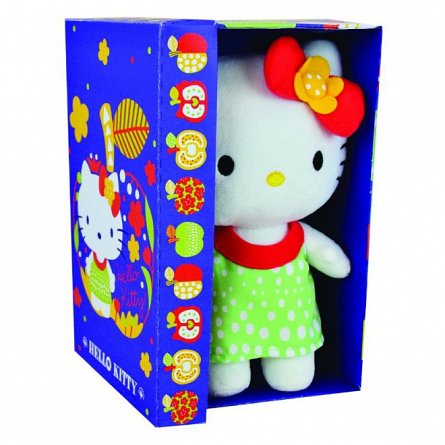 Jucarie Plus Jemini, 20cm - Hello Kitty - Rochita Verde