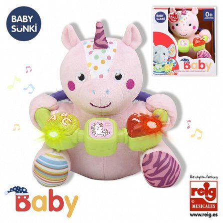 Jucarie interactiva bebe cu activitati si lumini, 20 cm - Unicorn