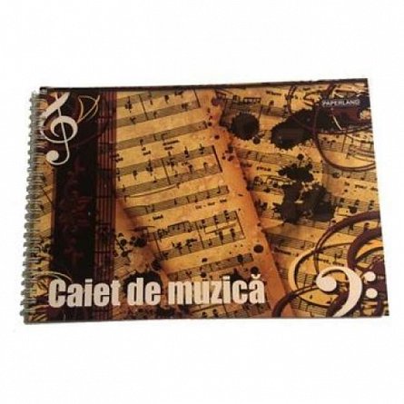 Caiet muzica A4, cu spira, orizontal, 36 file, Paperland, diverse modele