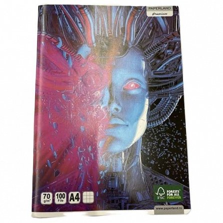 Caiet A4, 100 file, 70 g-mp, dictando, Paperland Premium, diverse modele