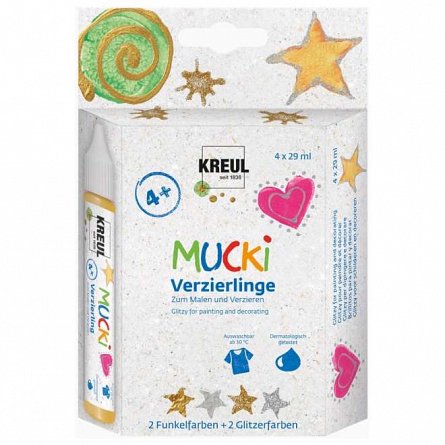 Vopsea Mucki Glitzy, set 4 culori x 29 ml, tub
