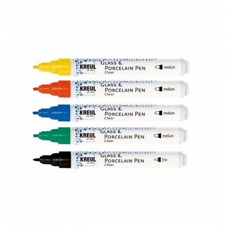 Markere pentru sticla Kreul Clear, set 5 culori