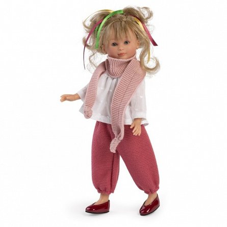 Papusa Celia, Pantaloni Rosii si Camasa Alba, 30cm