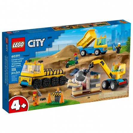 LEGO City - Camioane de constructie si macara cu bila pentru demolari 60391