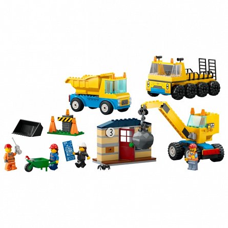 LEGO City - Camioane de constructie si macara cu bila pentru demolari 60391