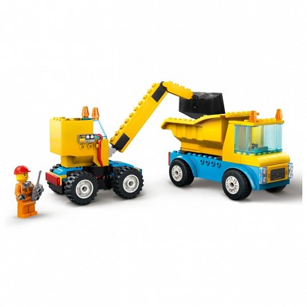 LEGO City - Camioane de constructie si macara cu bila pentru demolari 60391