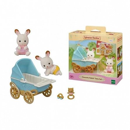 Figurine Sylvanian Families, Set Carucior Iepurasi Gemeni