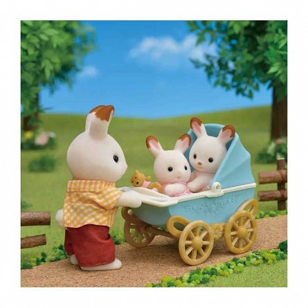 Figurine Sylvanian Families, Set Carucior Iepurasi Gemeni