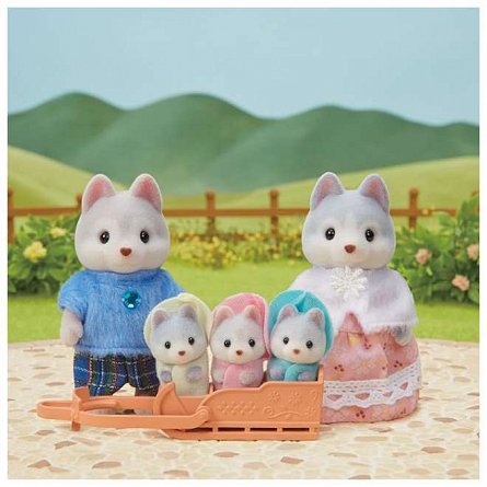 Figurine Sylvanian Families, Familia Catelusilor Husky