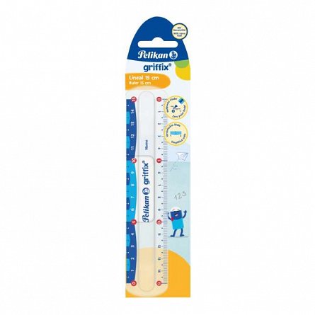 Rigla 15 cm, Pelikan Griffix, 2 scale, plastic transparent