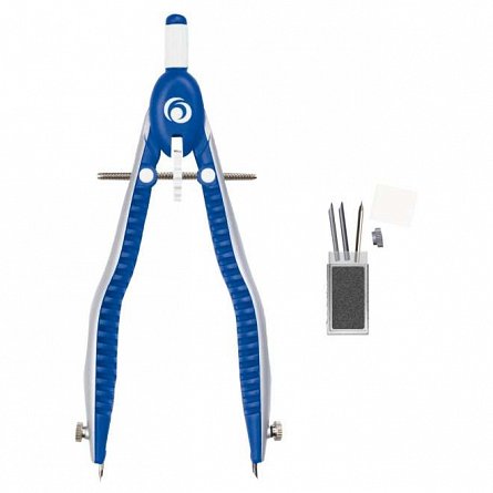 Compas Herlitz my.pen, cu rez. mina, albastru - alb, blister