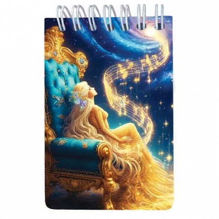 Blocnotes cu spira 7 x 10.5 cm, 50 file, velin, Vis de printesa