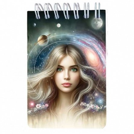 Blocnotes cu spira 7 x 10.5 cm, 50 file, velin, Cosmosul e frumos