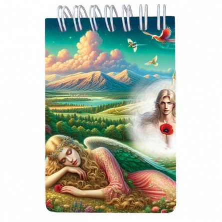 Blocnotes cu spira 7 x 10.5 cm, 50 file, velin, Vis romantic
