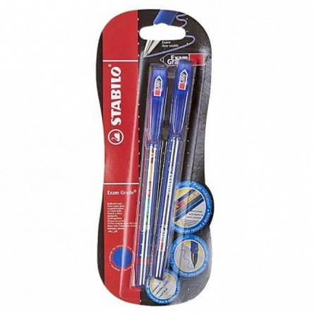 Pix Stabilo Exam Grade, set 2 buc, 0.4 mm, albastru, blister