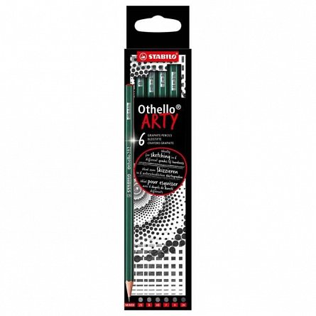 Creion Stabilo Othello Arty, set 6 bucati (2B, B, HB, F, H, 2H)