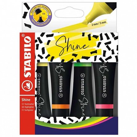 Textmarker Stabilo Shine, set 4 culori