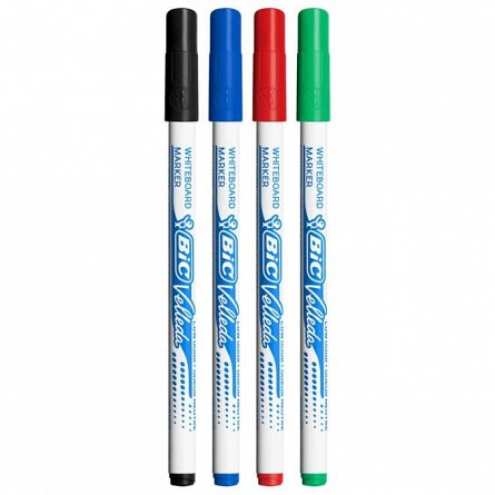 Marker pentru tabla BIC Eco Velleda 1721, set 4 culori, varf rotund