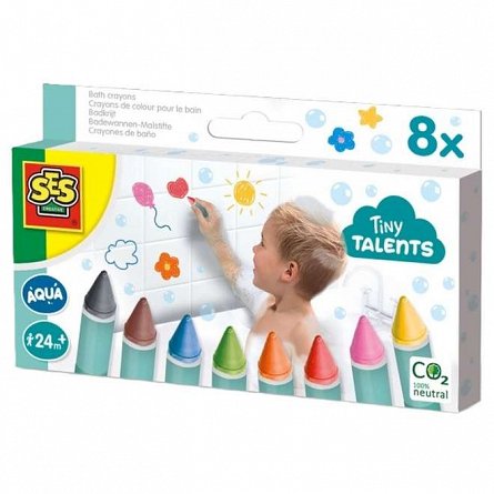 Creioane colorate pentru baie Tiny Talents, set 8 culori, SES