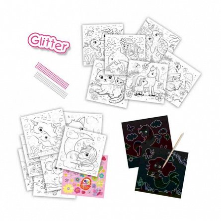 Carte de colorat cu activitati 3 in 1 Unicorn, SES