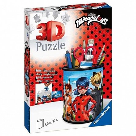 Puzzle 3D suport pixuri, Miraculous, 54 piese, 6-99 ani, Ravensburger