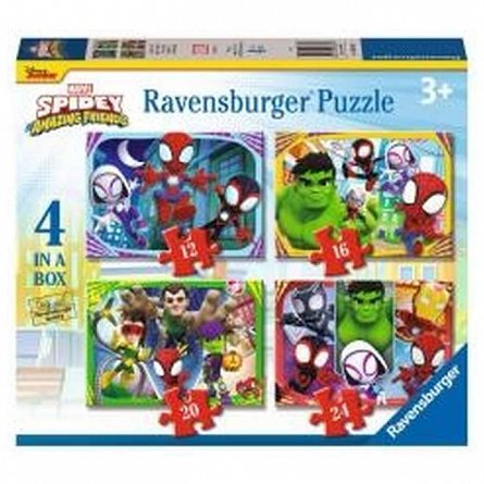 Puzzle Spidey, set 4 modele, 12-16-20-24 piese, 3 ani, Ravensburger