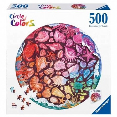 Puzzle Cercul culorilor Animale Marine, 500 piese, include poster