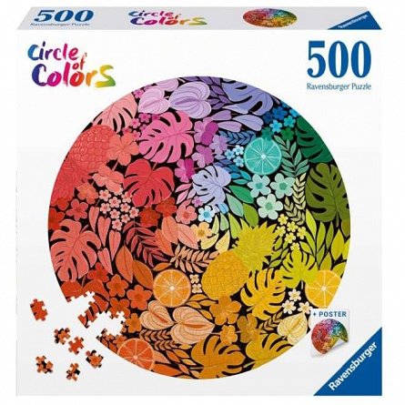 Puzzle Cercul culorilor Tropical, 500 piese, include poster