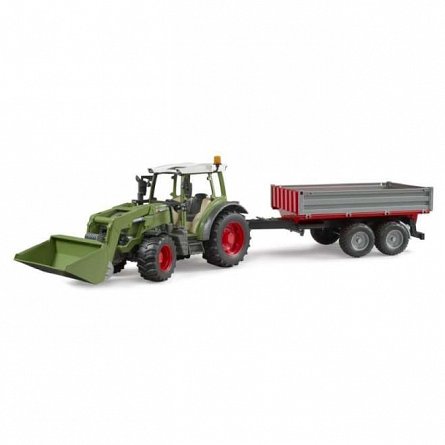 Tractor Fendt Vario 211 cu incarcator frontal si remorca, 1:16, Bruder