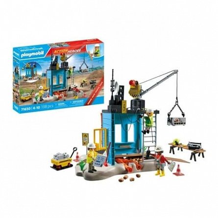 Playmobil Action Heroes - Santier de constructii, Promo Pack, 4-10 ani