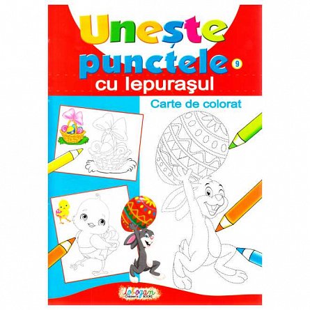 Uneste punctele cu Iepurasul. Carte de colorat
