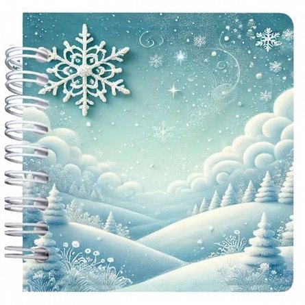 Carnet cu spira 9.5 x 9.5 cm, 75 file, velin, Iarna pufoasa