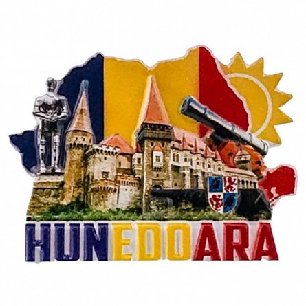 Magnet forma Romania, Castelul Corvinilor, 7 x 6 cm