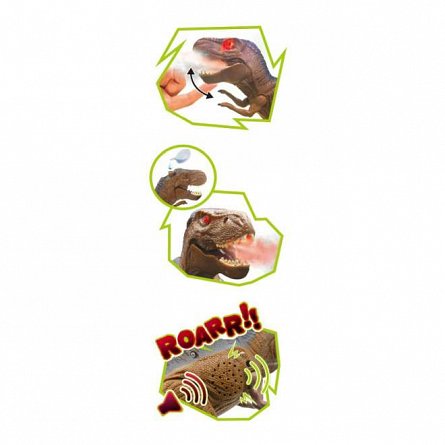 Dinozaur RC T-Rex, 31 cm, IR, lumini si sunete, Buki France