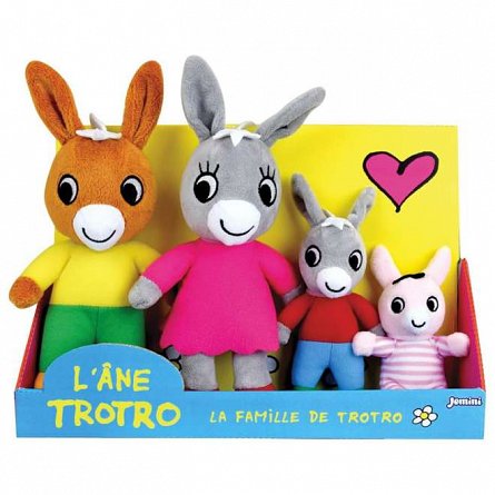 Set 4 jucarii plus Jemini, 11 - 23 cm, Familia magarusilor Trotro