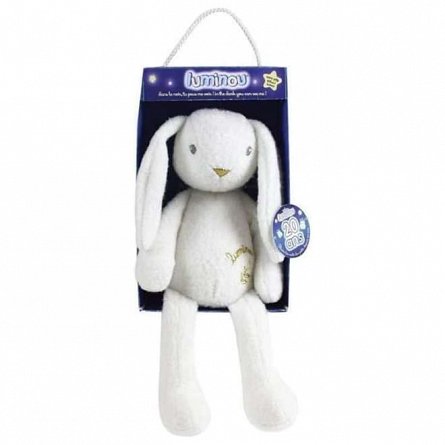 Jucarie plus Jemini, 30 cm, Iepure Luminou, alb fosforescent
