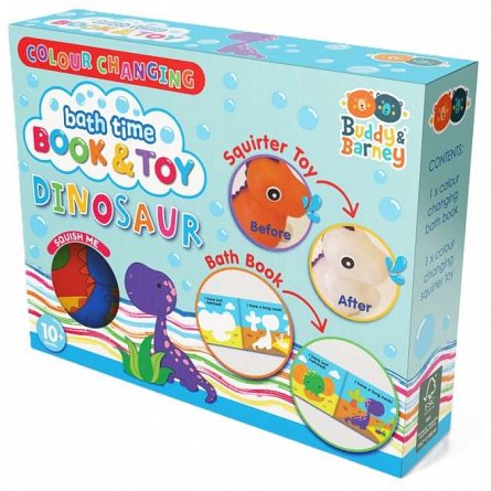 Set educativ carte si jucarie termosensibila, dinozaur, 10 luni, Buddy and Barney