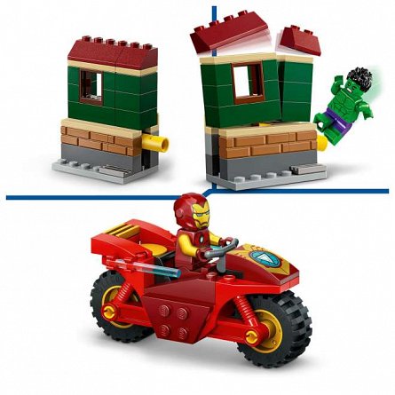 LEGO Marvel Super Heroes - Iron Man cu motocicleta si Hulk 76287