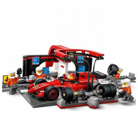 LEGO City - Boxa si mecanici F1 cu masina Ferrari 60443
