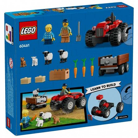 LEGO City - Tractor de ferma rosu cu remorca si oi 60461