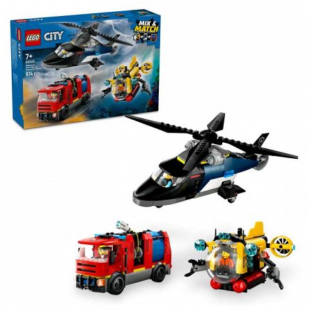 LEGO City - Elicopter, camion de pompieri si submarin remixate 60462