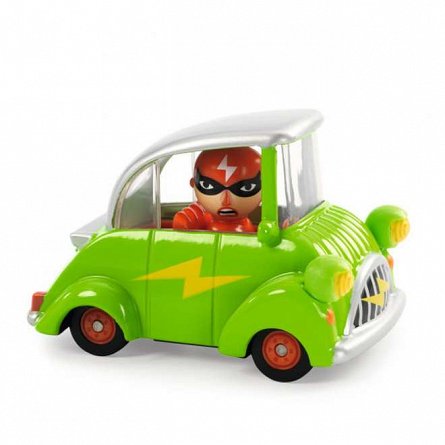 Masina Crazy Motors Green Flash, 6.6 cm, Djeco